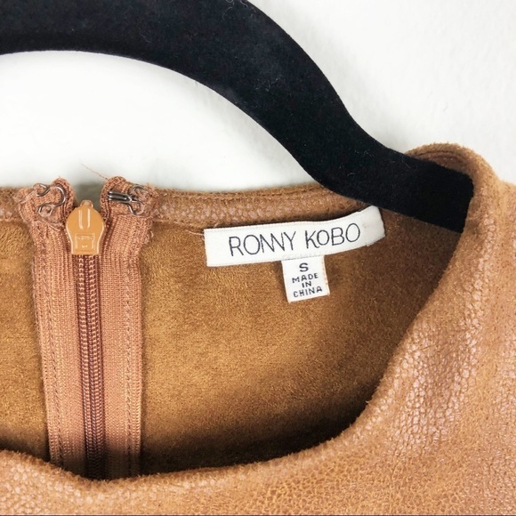 Ronny Kobo Hadassah Faux Leather Ruched Long Sleeve Mini Dress Cocktail Party - Picture 8 of 10